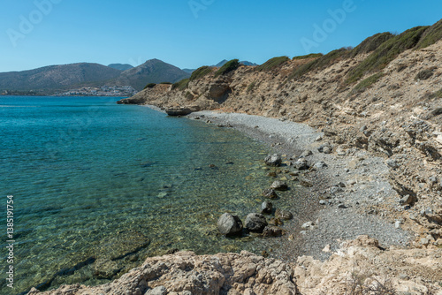 Fototapeta Naklejka Na Ścianę i Meble -  View to Mediterranean coast of Datca peninsula. Mugla region, Turkey. Mountains in the distance