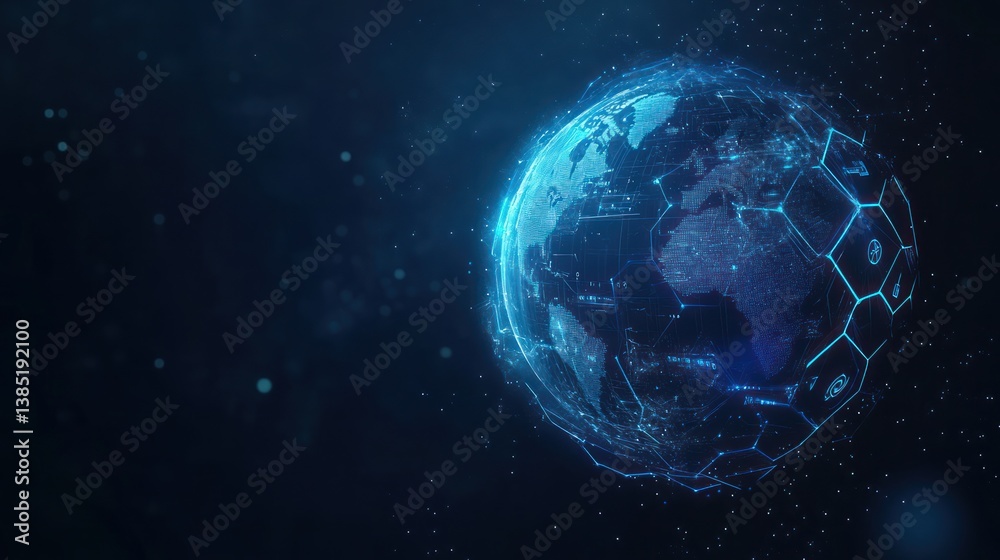 Obraz premium Abstract digital globe, space, technology, world map