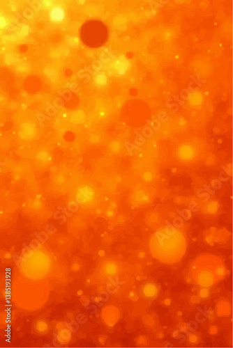 An abstract, vibrant orange background with varying sizes of glowing circles and specks.
