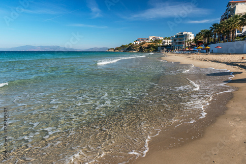 Ladies Beach in the Kusadasi city, Turkey. Touristic beach resort town on Turkey.