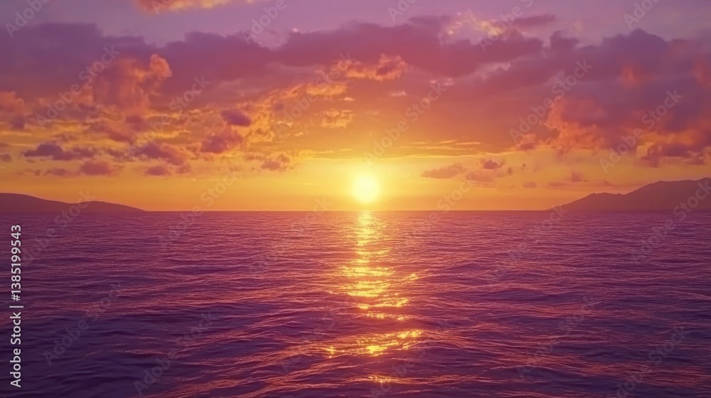 Obraz premium Sunset over ocean, vibrant colors