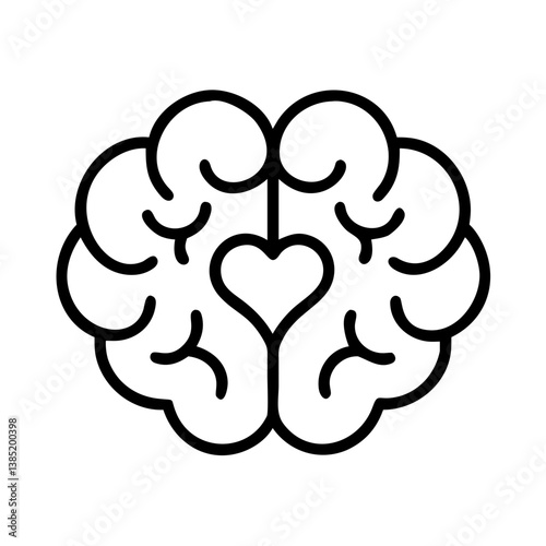 Brain health mental wellness love and intelligence concept for creative mind and emotional balance icon