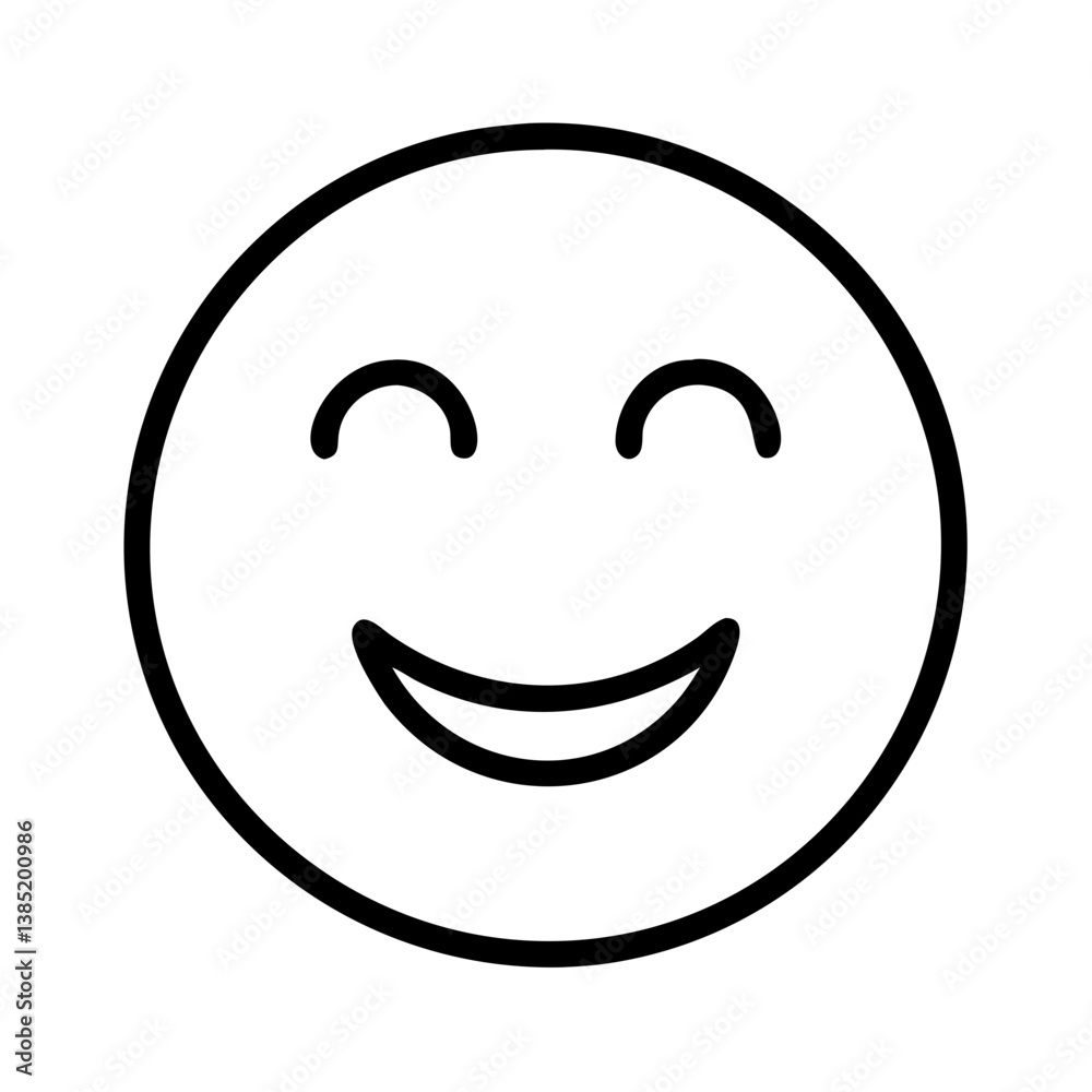 Smiling face emoji vector illustration happy face outline simple design for social media and print Smiling face emoji vector illustration happy face outline simple design for social media and print