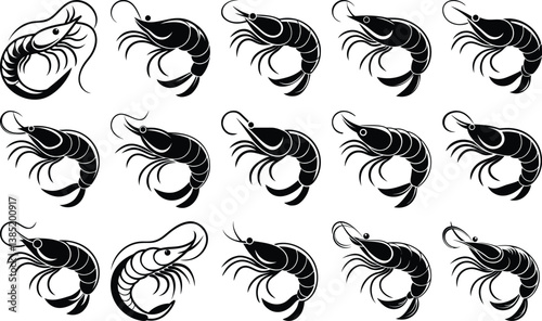 Shrimp silhouette set