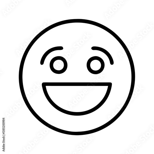Happy emoji face vector illustration for social media and communication design, simple smiley face outline