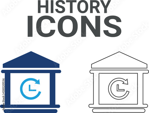 History icons. It contains classroom, student, and teacher icons. Education and knowledge symbol. Solid icons vector collection.