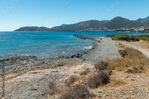 Fototapeta Naklejka Na Ścianę i Meble -  View to Mediterranean coast of Datca peninsula. Mugla region, Turkey. Mountains in the distance