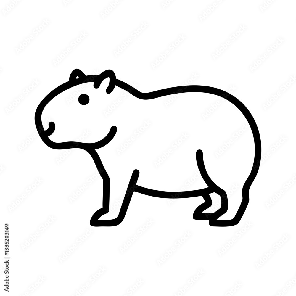Fototapeta premium capybara icon flat vector