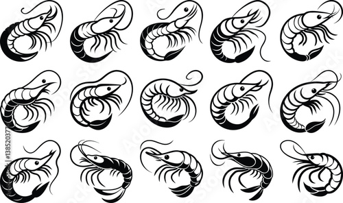 Shrimp silhouette set