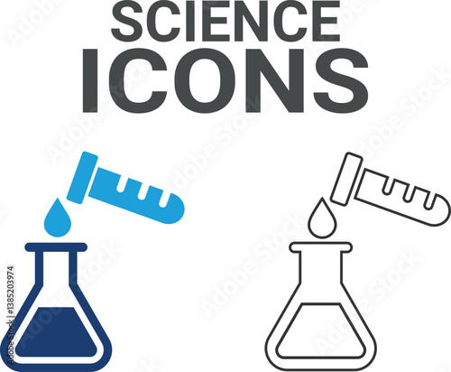 Science icons. It contains classroom, student, and teacher icons. Education and knowledge symbol. Solid icons vector collection.