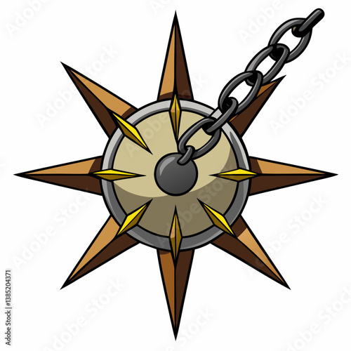 A compass with a chain and a gold star, symbolizing navigation and guidance.