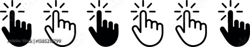 Click Here! A series of stylized click icons representing interactive elements and calls to action, perfect for website design, apps, and digital marketing campaigns. 