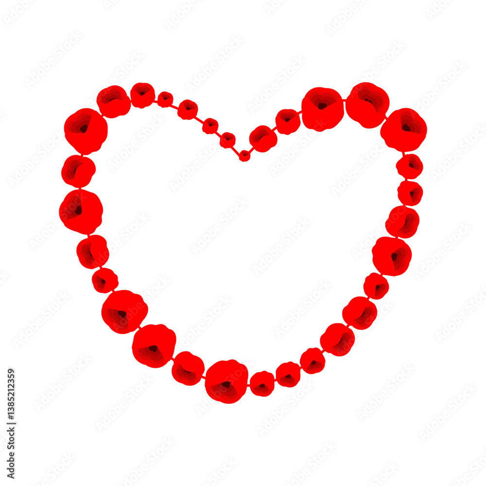 Heart shaped frame made of flowers. Decorative element, vector illustration, isolated on a transparent background. Heart shaped frame made of flowers. Decorative element, vector illustration, isolated on a transparent background.