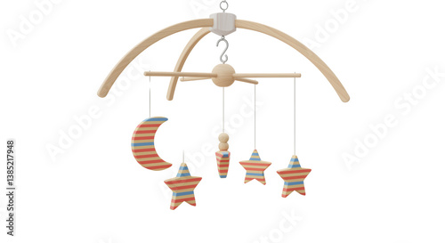 Isolated Baby Crib Mobile with Stars and Moon