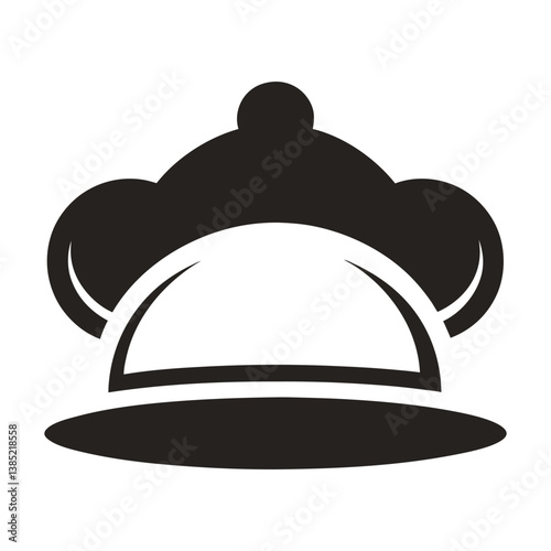 Elegant Black and White Illustration of a Serving Dish with Decorative Elements