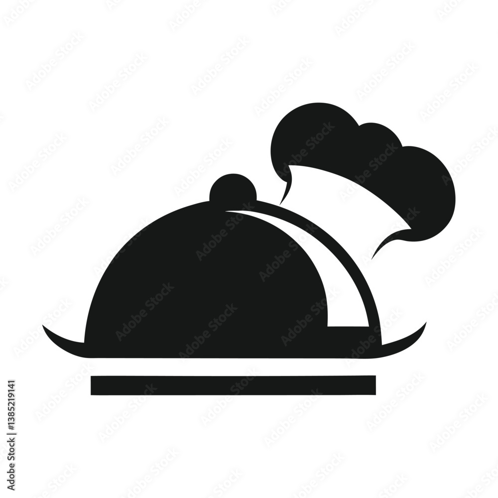 Fototapeta premium Chef hat icon vector illustration on black background for restaurant menu design