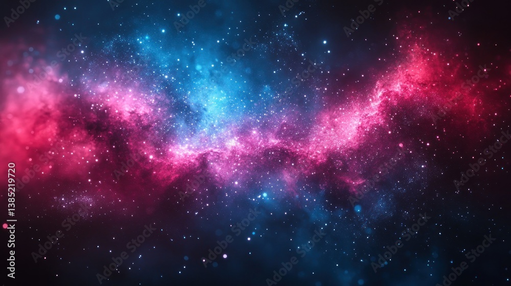 Naklejka premium Cosmic Nebula: A Celestial Tapestry of Pink and Blue