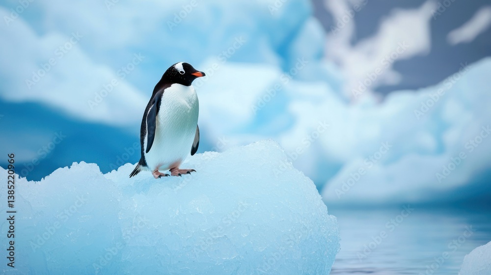 Obraz premium Penguin standing on an iceberg isolated on white background