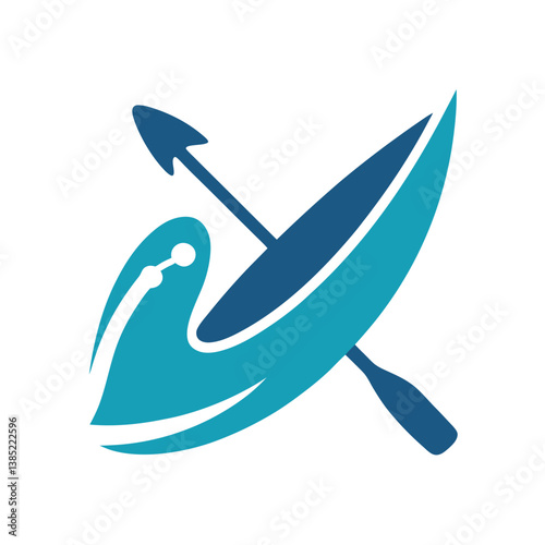 Surfing the sea waves, a blue vector silhouette illustration icon