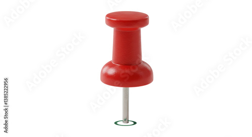Isolated Red Push Pin Tack with Metal Point for Notice Board