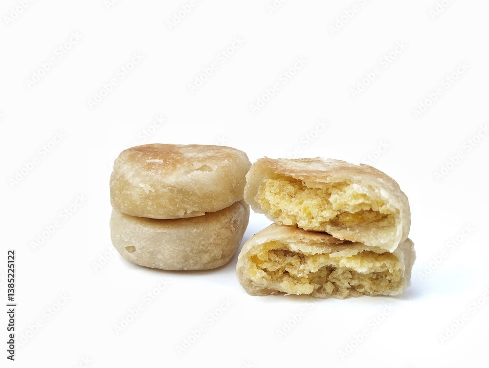 Bakpia cake or Indonesian typical traditional food isolated on white background Bakpia cake or Indonesian typical traditional food isolated on white background