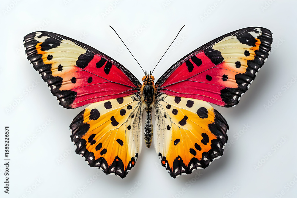 Fototapeta premium Exquisite colorful butterfly with detailed patterns on wings close up