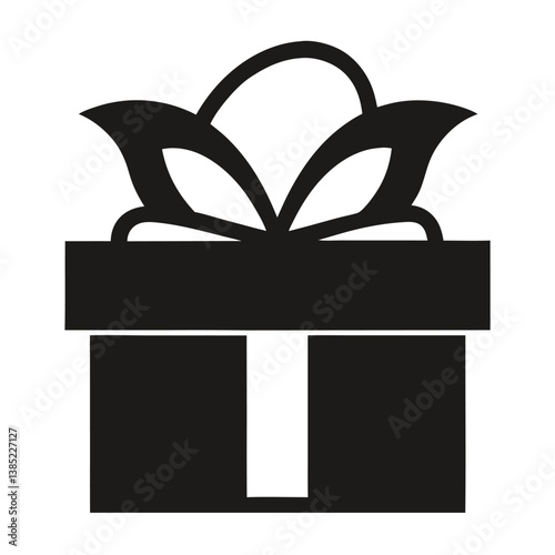 Elegant Black Gift Box Icon Present, Surprise, Celebration, Holiday, Festive