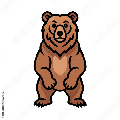 Cartoon brown bear vector illustration standing up cute animal wildlife mammal character design graphic isolated art