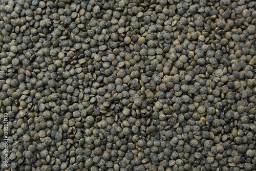 Obraz na płótnie Raw green lentils as background, closeup view w salonie