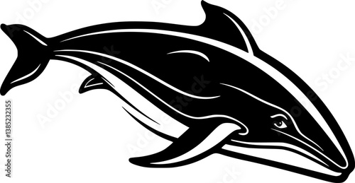 Whale - Black and White Isolated Icon - Vector illustration