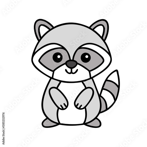 Cute cartoon raccoon vector illustration for kids design and animal lovers with adorable raccoon character