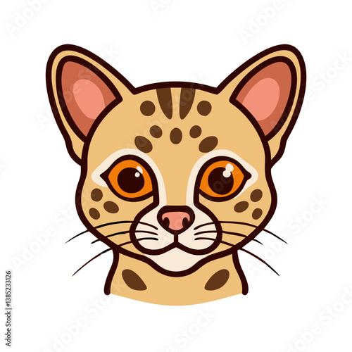Cute margay cat head vector illustration for wild cat animal lovers and graphic design projects use, isolated