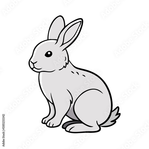 Cute gray rabbit illustration vector drawing for easter spring animal clip art graphic design project use