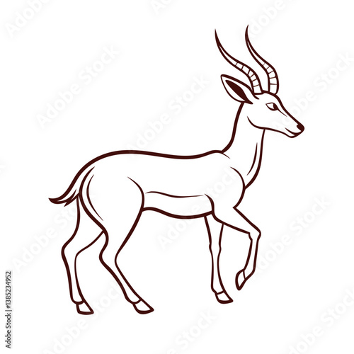 Illustration of a springbok antelope vector design, african wildlife animal outline drawing for prints and logos