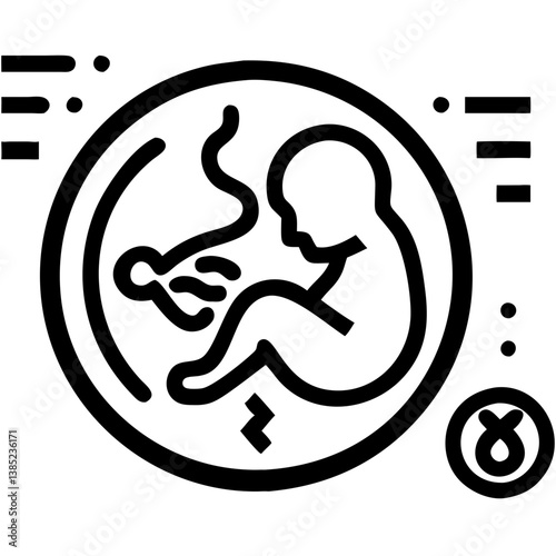 A precious unborn baby nestled safely in the womb, a symbol of new life and hope, depicted with bold black lines on a white background.