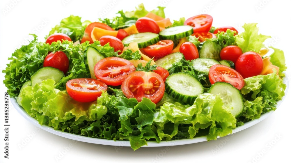 A fresh vegetable salad with spinach, cherry tomatoes, and cucumber. Featuring freshness and vitality A fresh vegetable salad with spinach, cherry tomatoes, and cucumber. Featuring freshness and vitality