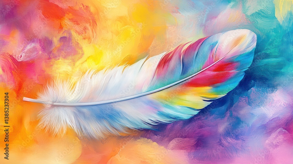 Obraz premium Colorful Feather in Abstract Background
