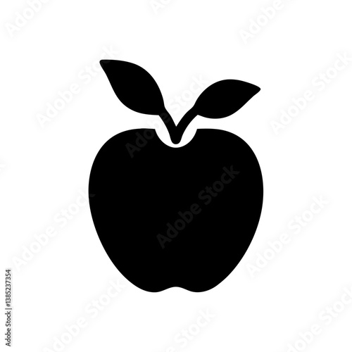 A crisp, bold black apple representing knowledge, health, and a simple, clean design.