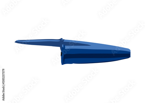 Caneta esferográfica com tampa azul e corpo transparente