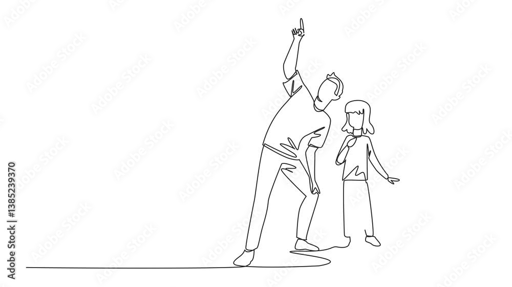 Animated self drawing of single continuous line drawing a family gathered as the father pointed upwards. Beautiful object. Amazing. Look Up at The Sky Day. Full length single line animation Animated self drawing of single continuous line drawing a family gathered as the father pointed upwards. Beautiful object. Amazing. Look Up at The Sky Day. Full length single line animation