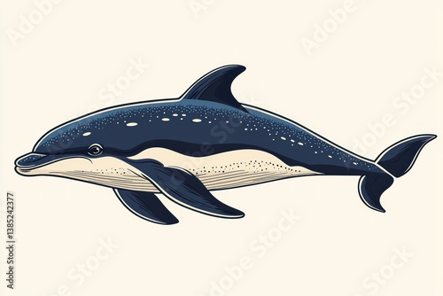Elegant Dolphin Illustration: A Detailed Drawing of a Dolphin
