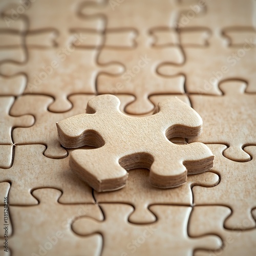 Single Puzzle Piece Standing Alone Missing Part Concept photo