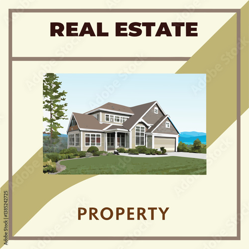 House for sale. A stunning real estate photograph of a suburban home with a "for-sale" sign in the yard, indicating that the property has already been sold.