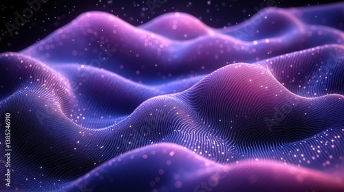 Abstract Purple and Pink Waves: A Digital Landscape of Light and Texture
