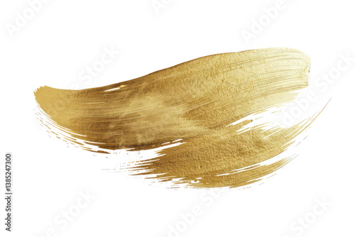 Gold Paint Brush Stroke Isolated on Transparent Background