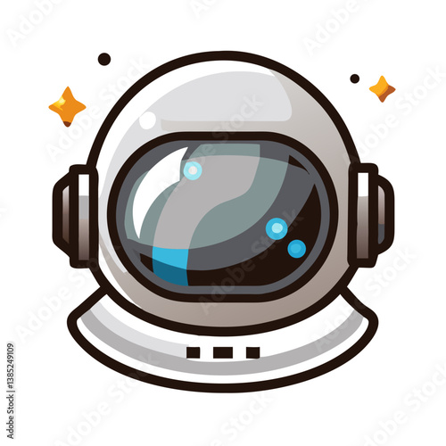 Closed space helmet with reflections cartoon icon