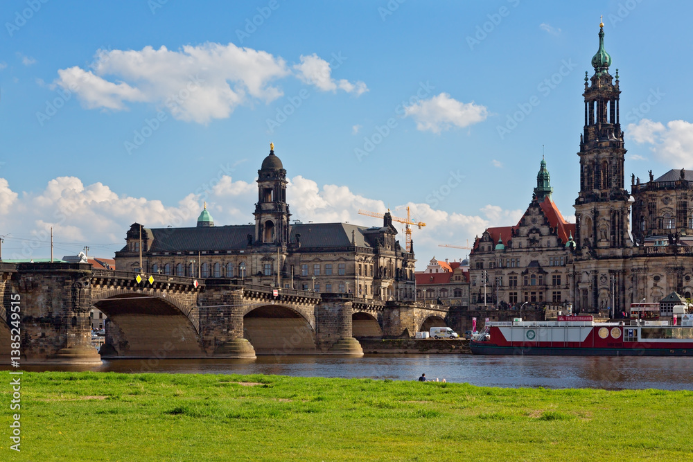 Fototapeta premium Panoramic view of Dresden City in summer, Saxony, Germany