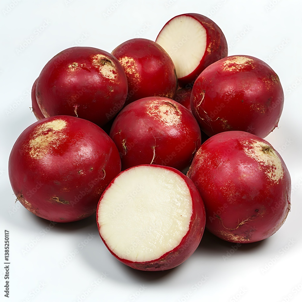 Obraz premium Group of Radishes with Red Skin and White Interior.