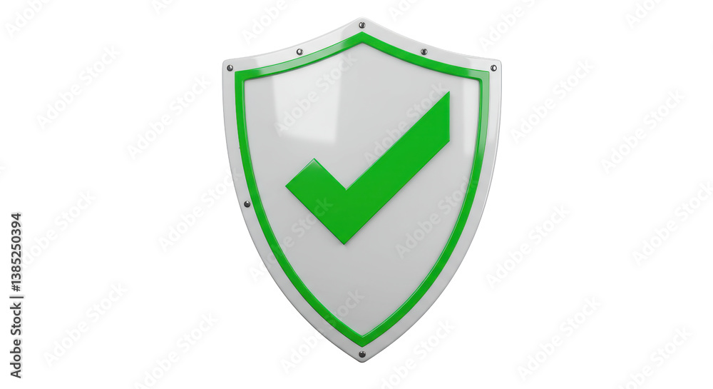 Isolated Shield with Green Check Mark Symbol of Protection Isolated Shield with Green Check Mark Symbol of Protection