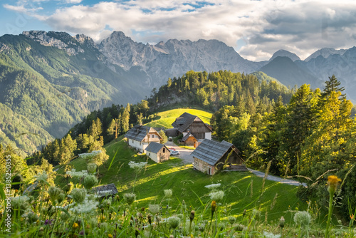 Obraz na płótnie Beautiful alpine landscape from Logar valley in Slovenia w salonie